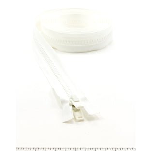 YKK Vislon #10 Separating Zipper AutoLok Double Pull Plastic Slider 120 inch White