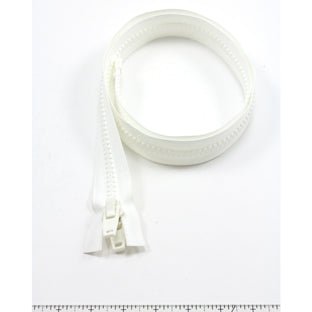 YKK Vislon #10 Separating Zipper AutoLok Double Pull Plastic Slider 42 inch White