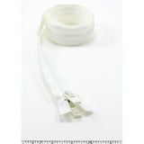 YKK Vislon #10 Separating Zipper AutoLok Double Pull Plastic Slider 48 inch White