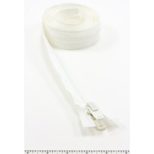 YKK Vislon #10 Separating Zipper AutoLok Double Pull Plastic Slider 72 inch White