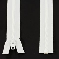 YKK Vislon #5 Separating Zipper AutoLok Short Single Pull Metal Slider VSOL56 24 Inch White