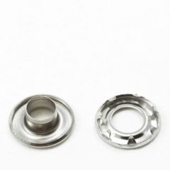 DOT® Self-Piercing Rolled Rim Grommet with Spur Washer #2 Stainless Steel 3/8" 1-gross (144)