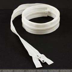 YKK Vislon #5 Separating Zipper AutoLok Short Single Pull Metal Slider VSOL56 48 inch White